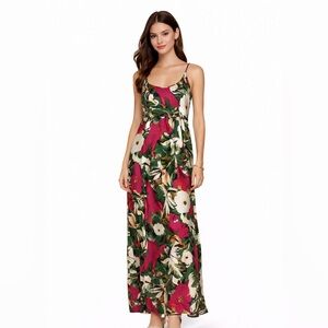 ARITZIA Wilfred 100% silk tropical dress floral maxi lightweight